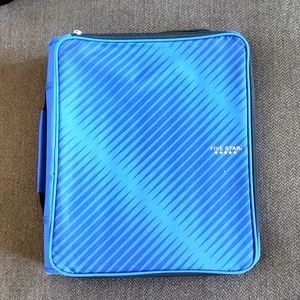 Five Star Light blue/black trapper keeper with file folder, binder pouch OS